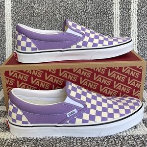Vans Purple and Cream Checkered Sneakers